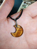 Tiger's Eye Crescent Moon Pendant Necklace Natural Gemstone Crystal Jewellery #15