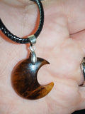 Tiger's Eye Crescent Moon Pendant Necklace Natural Gemstone Crystal Jewellery #16