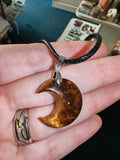 Tiger's Eye Crescent Moon Pendant Necklace Natural Gemstone Crystal Jewellery #16