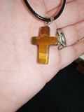 Tiger's Eye Cross Pendant Necklace Natural Gemstone Crystal Jewellery #17