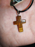 Tiger's Eye Cross Pendant Necklace Natural Gemstone Crystal Jewellery #17