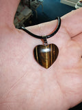 Tiger's Eye Heart Pendant Necklace Natural Gemstone Crystal Jewellery #19