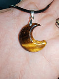 Tiger's Eye Crescent Moon Pendant Necklace Natural Gemstone Crystal Jewellery #20