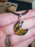 Tiger's Eye Crescent Moon Pendant Necklace Natural Gemstone Crystal Jewellery #21