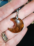 Tiger's Eye Crescent Moon Pendant Necklace Natural Gemstone Crystal Jewellery #22