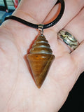 Tiger's Eye Spiral Shell Pendant Necklace Natural Gemstone Crystal Jewellery #25