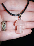 Rose Quartz Mushroom Pendant Necklace Natural Gemstone Crystal Jewellery #26