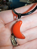 Red Jasper Crescent Moon Pendant Necklace Natural Gemstone Crystal Jewellery #30