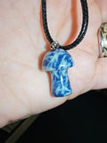 Sodalite Mushroom Pendant Necklace Natural Gemstone Crystal Jewellery #31