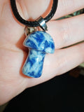Sodalite Mushroom Pendant Necklace Natural Gemstone Crystal Jewellery #31