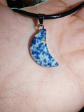 Sodalite Crescent Moon Pendant Necklace Natural Gemstone Crystal Jewellery #32