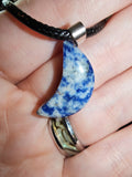Sodalite Crescent Moon Pendant Necklace Natural Gemstone Crystal Jewellery #32