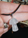 Clear Quartz Mushroom Pendant Necklace Natural Gemstone Crystal Jewellery #34