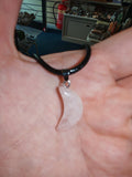 Rose Quartz Crescent Moon Pendant Necklace Natural Gemstone Crystal Jewellery #36
