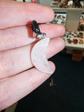 Rose Quartz Crescent Moon Pendant Necklace Natural Gemstone Crystal Jewellery #36
