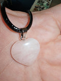 Rose Quartz Heart Pendant Necklace Natural Gemstone Crystal Jewellery #37