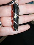 Black Obsidian Point Pendant Necklace Spiral Cage Crystal Jewellery #39