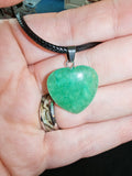 Green Aventurine Heart Pendant Necklace Natural Gemstone Crystal Jewellery #42