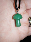 Green Aventurine Mushroom Pendant Necklace Natural Gemstone Crystal Jewellery #43