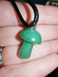 Green Aventurine Mushroom Pendant Necklace Natural Gemstone Crystal Jewellery #43