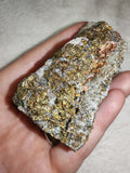 Peacock Ore Chalcopyrite with Quartz Raw Mineral Specimen 131g