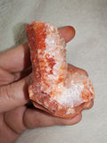 Ferruginous Quartz Crystal Cluster on Red Chalcedony Carnelian Matrix 88g