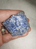 Natural Raw Sodalite with White Calcite Blue Mineral Specimen 60g