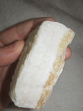 Natural White & Honey Calcite Banded Rough Mineral Specimen 99g