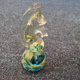 Vintage Signed Mdina Blue Summer Glass Seahorse Paperweight Malta #21