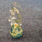 Vintage Signed Mdina Blue Summer Glass Seahorse Paperweight Malta #21