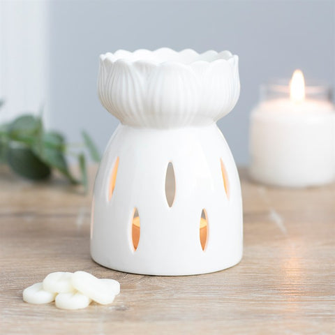 White Gloss Lotus Flower Burner