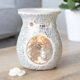 Large silver crackle glass burner