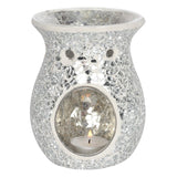 Large silver crackle glass burner