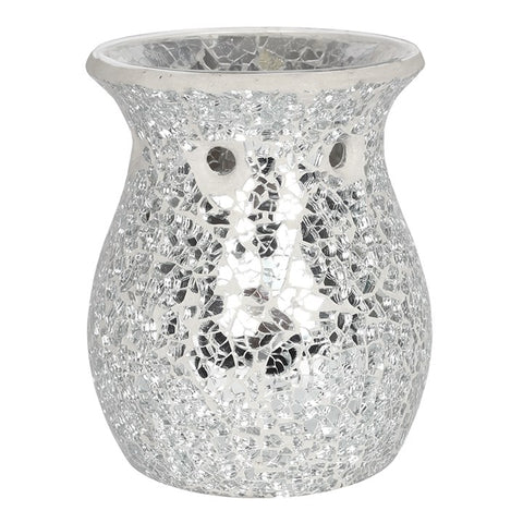 Large silver crackle glass burner