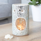 Silver pillar crackle glass burner