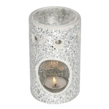 Silver pillar crackle glass burner