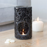 Black crackle pillar glass burner