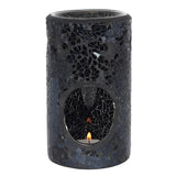 Black crackle pillar glass burner