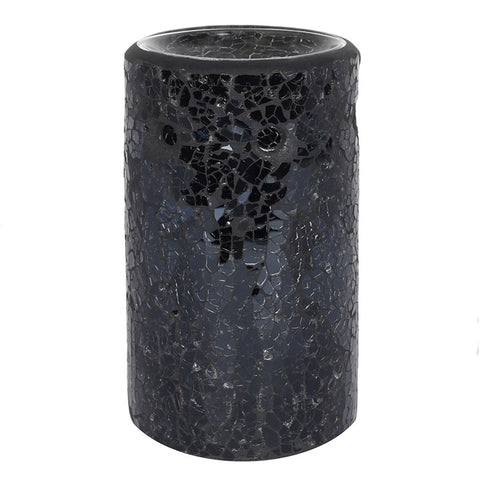 Black crackle pillar glass burner