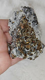 246g Natural Pyrite & Quartz Crystal Cluster – Metallic Cubic Pyrite Mineral Specimen