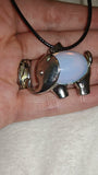 Opalite Elephant Pendant Necklace | Black Cord | Crystal Elephant Charm | #1