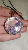 Natural Amethyst Chip Bottle Pendant Necklace | Floating Gemstone Glass Vial Pendant on Black Cord Necklace | #14
