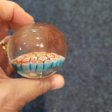 Millefiori Art Glass Paperweight Orange Blue Green Floral Canes 240g #21