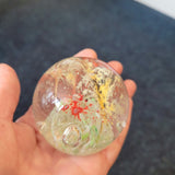 Abstract Multicolour Art Glass Paperweight Red Yellow Cream Bubble Design 320g #120