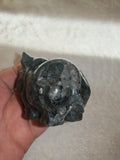 Natural Larvikite Carved Rhinoceros Statue 200g Black Labradorite Rhino Figurine