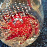 Large Art Glass Paperweight Red Gold Fleck Controlled Bubble Design 780g #111