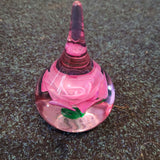 Pink Rose Art Glass Ring Holder Hand Blown Floral Jewellery Stand 570g