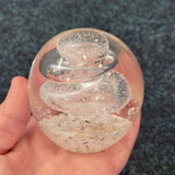 Handcrafted Clear Art Glass Bubble Spiral Paperweight #74