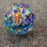 Vintage Blue Green Millefiori Scramble Art Glass Paperweight 610g #14