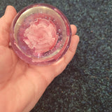 Handcrafted Pink Floral Art Glass Paperweight with Controlled Bubbles #55